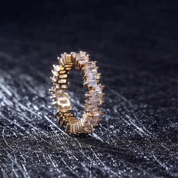 🎀 Handmade Rectangle Combined Gemstones Eternity Gold Ring for Women, VIP412 - Picture 4 of 5